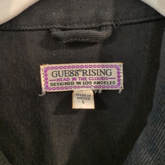 Rare Vintage Guess 88 Rising Black Denim Jacket Size Large 100% Cotton - Picture 2 of 8